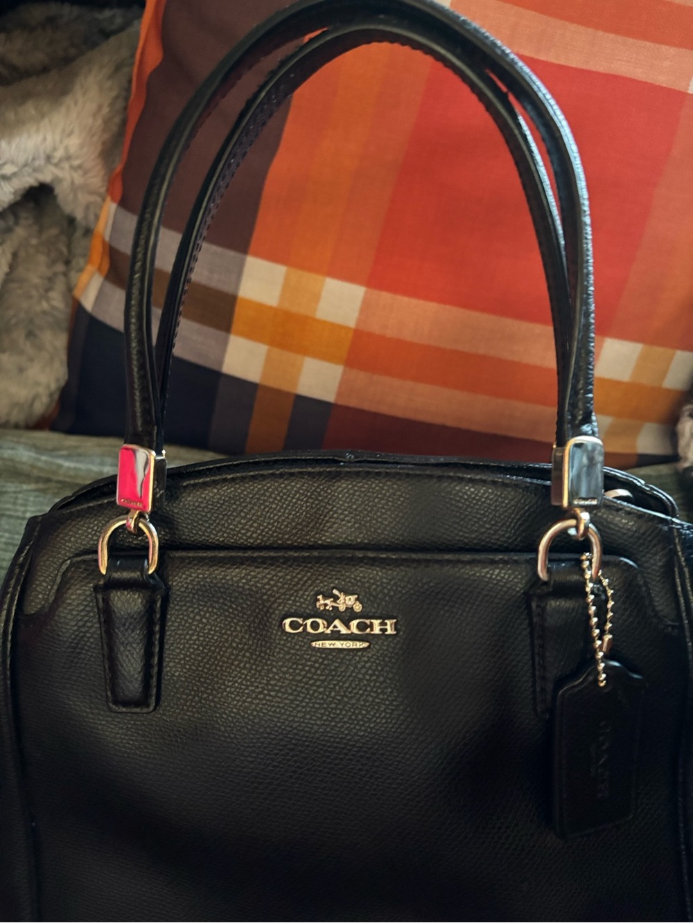 Coach Black Pebbled Leather Satchel Purse Handbag - Picture 2 of 16